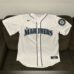 Nike Authentic Seattle Mariners MLB Baseball with Patch White Jersey Men’s Sz: M
